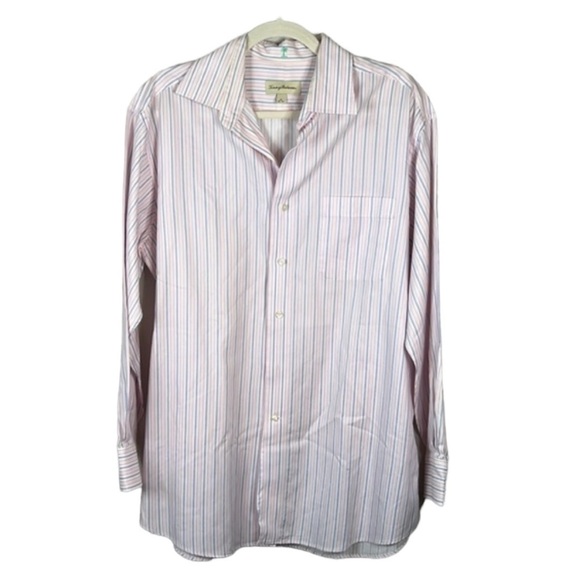 Tommy Bahama Striped Business Casual Dress Shirt Top Size 16 32/33 - Picture 1 of 7